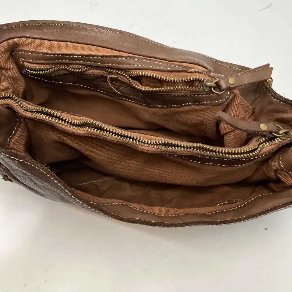 Costanza Rota Brown Leather Shoulder Bag | Italy Made, Studded Detail, OS